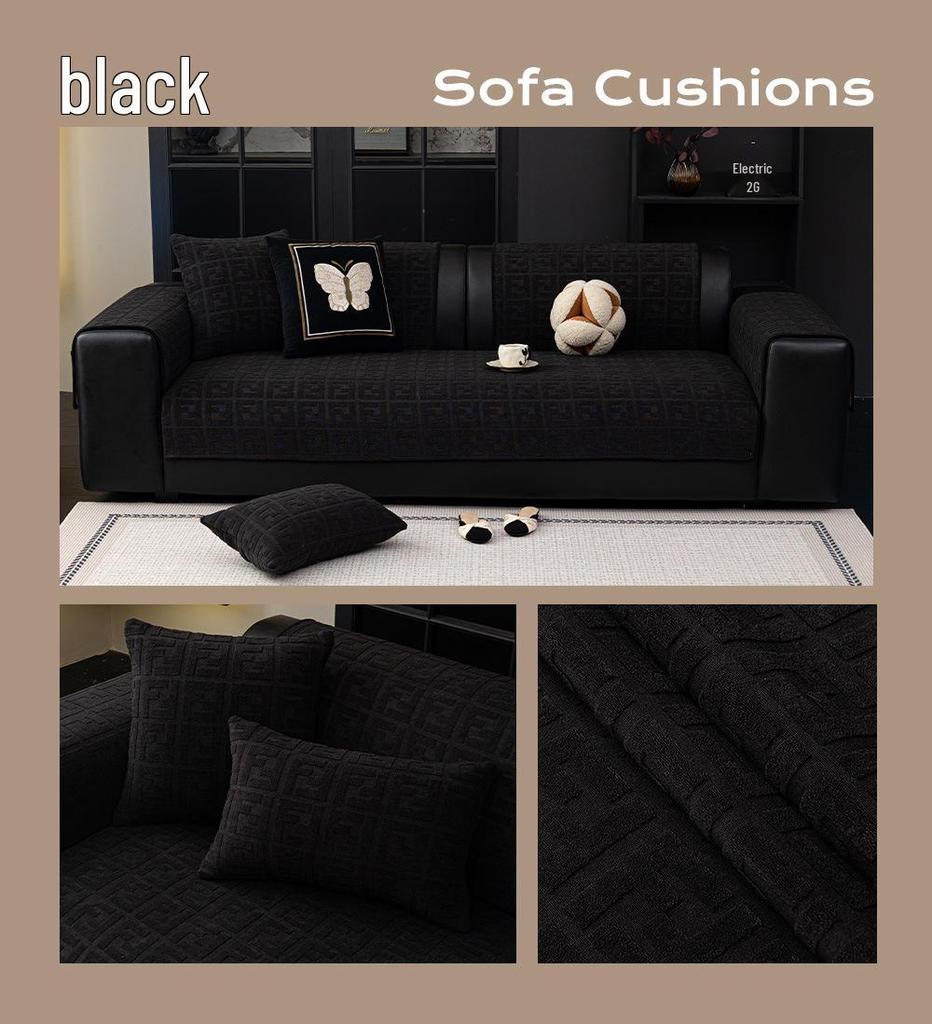 2025 Retro Style Plush Sofa Cushion Cover, Non-slip & Thickened for All Seasons