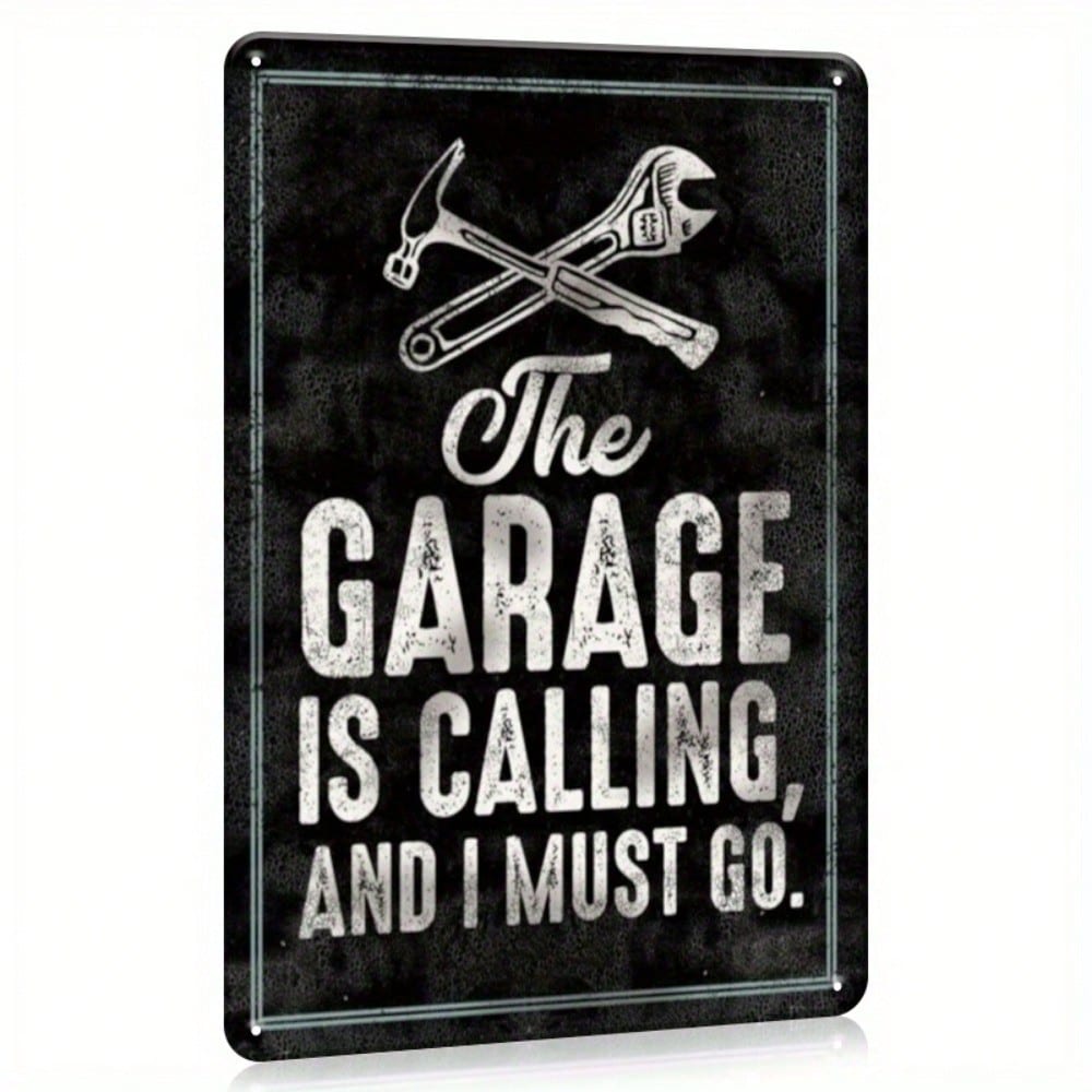 Vintage Metal Sign The Garage Is Calling Me Heavy Duty Rustic Wall Art 8x12 Inch