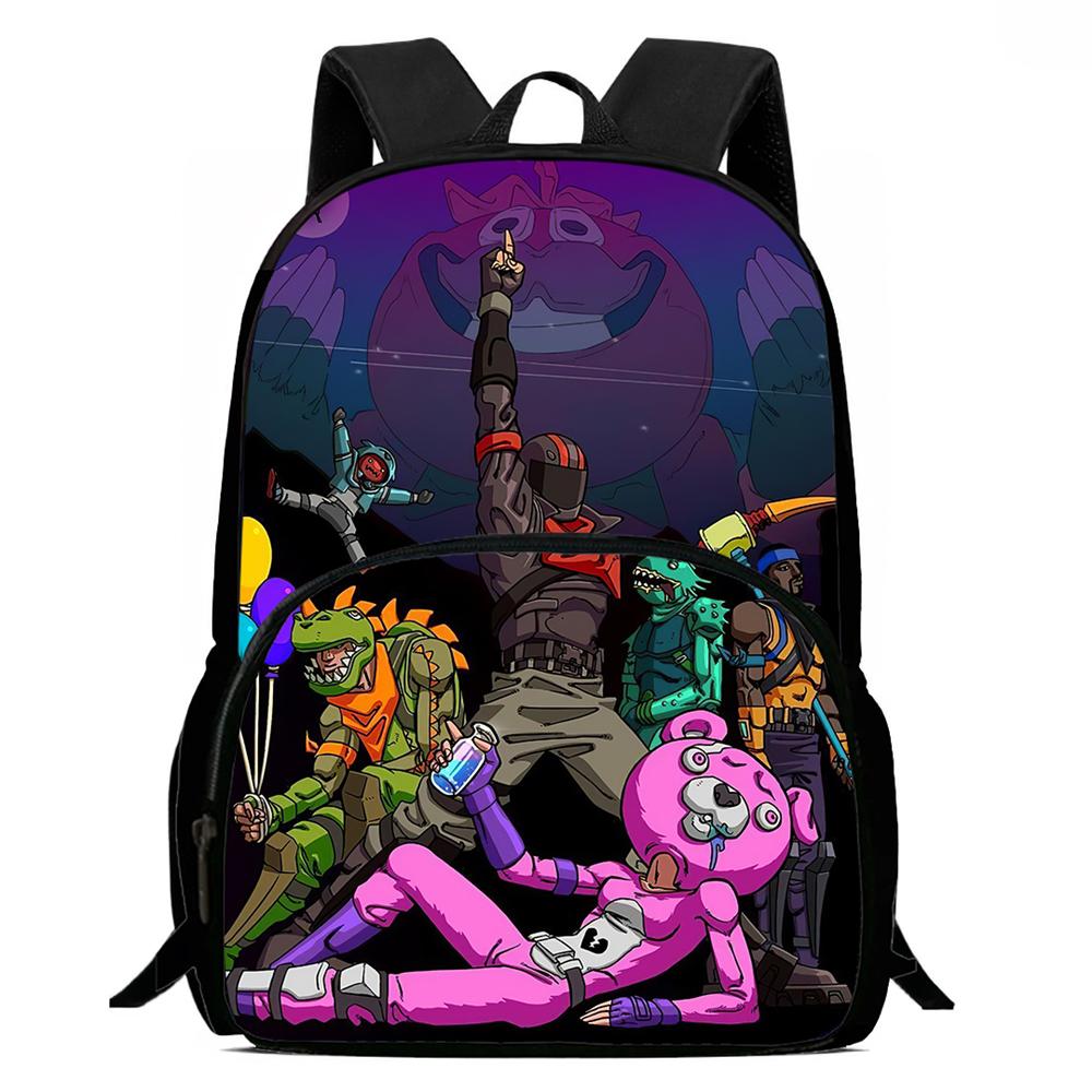 FORTNITE Kids Cartoon Backpack,With Adjustable Shoulder Strap & Front Pocket,Lightweight & Durable,for Boys & Girls Age 5-11.