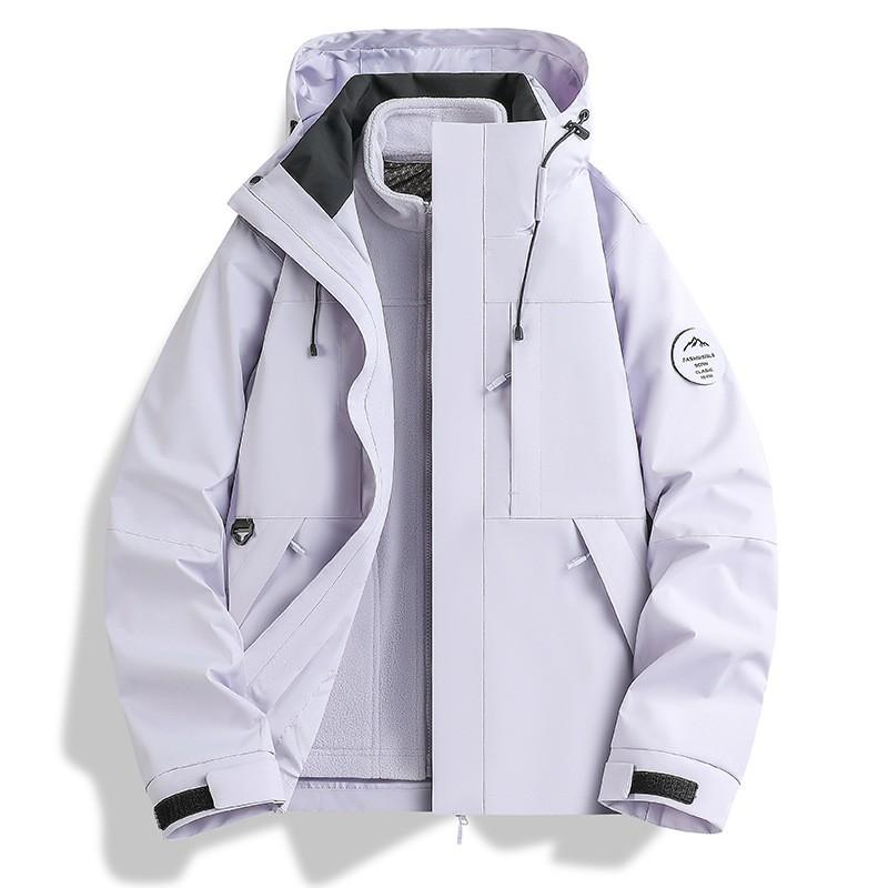 Herren Damen 3-in-1 Wasserdicht Winddicht Outdoor Jacke Mit Abnehmbarem Fleece-Futter Wandern Skifahren Klettern