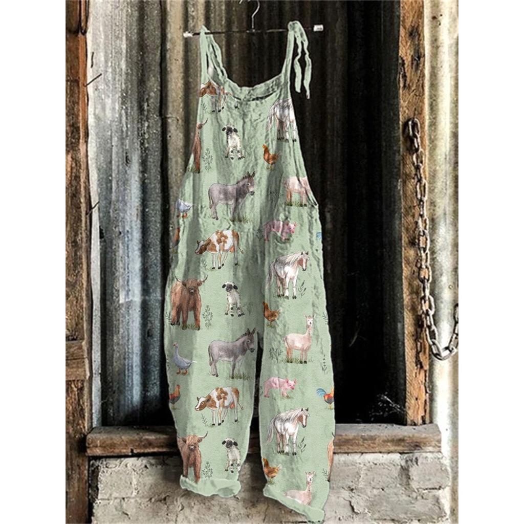 VIONA Heiße Damen Sommer Mode Einteiler Latzhose Einfach Bequem Haus Weite Hosen 3D Hahn Gedruckte Arbeitshosen