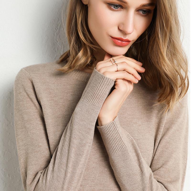 New Autumn Winter Women's Plus Size Round Neck Long Sleeve Knitwear Base Layer
