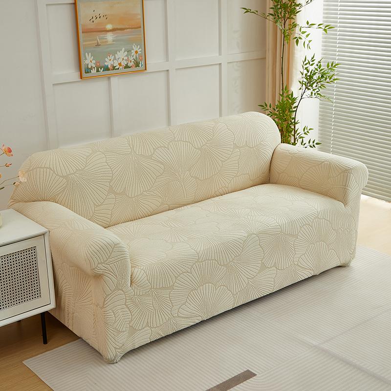 1 Stück Stretch-Jacquardstoff Sofaüberwurf für L-förmiges Ecksofa Großes Blättermuster Polyester Verstellbare Sofabezüge