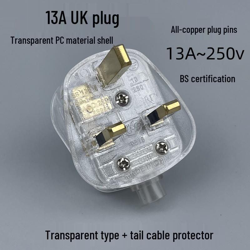 Spina UK 13A Quadrata Certificata BS con Fusibile, Assemblaggio Cavo di Alimentazione Versione Hong Kong.