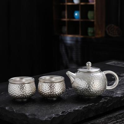 Hammered Texture Silver Gilding Teapot Gift Set Handmade Filter Kung Fu Tea Cup Heat-resistant Mini Kung Fu Tea Pot