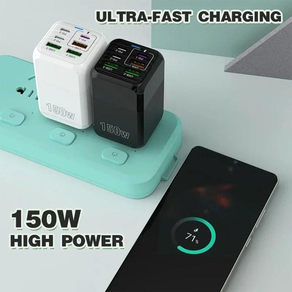 150W Fast Charger PD USB Phones Charger Quick Charge Adapter 6 Ports EU/US/UK For iPhone Samsung Huawei Plug Wall Adapter