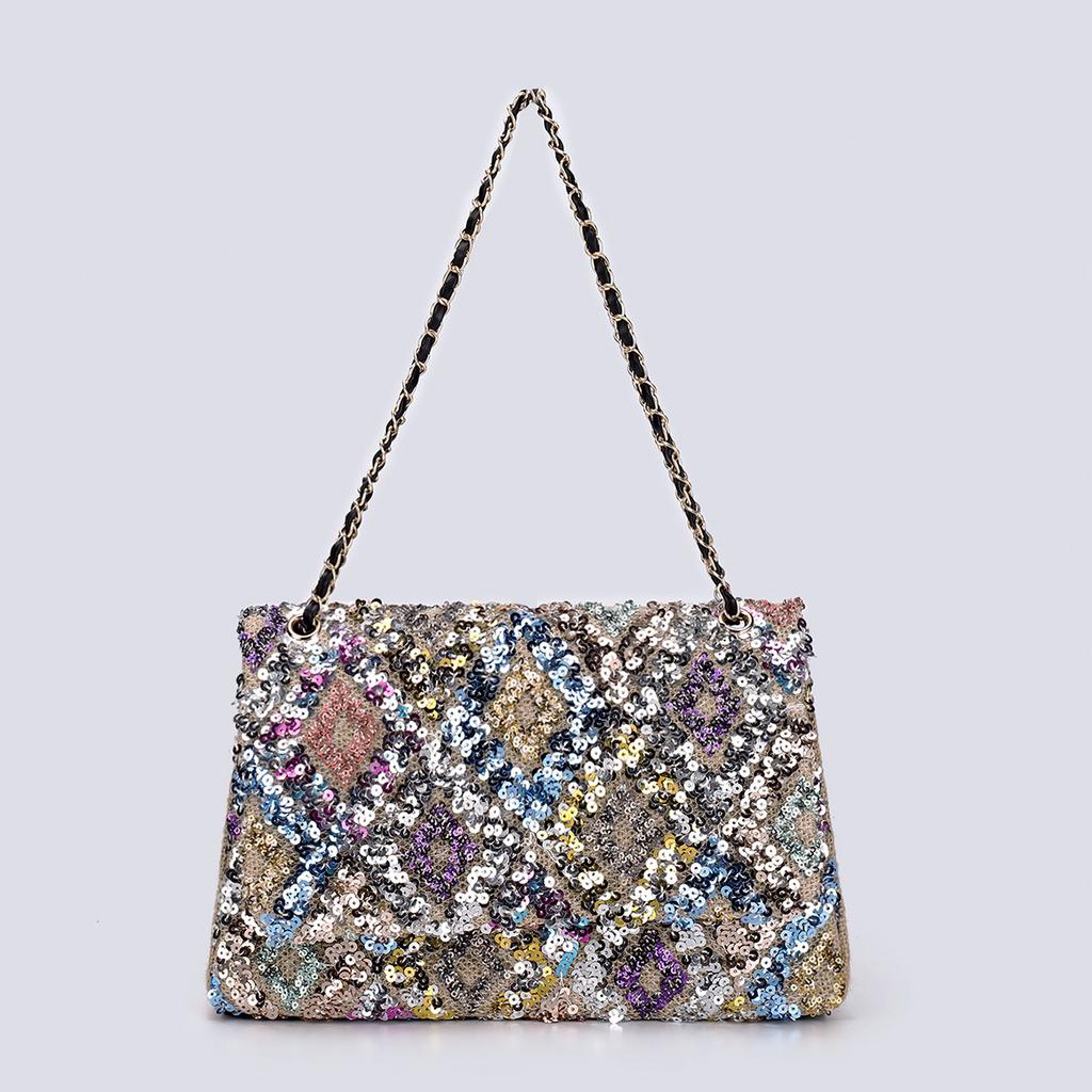 Embroidery sequined shoulder bag summer new niche woven straw bag high-end large-capacity armpit bag