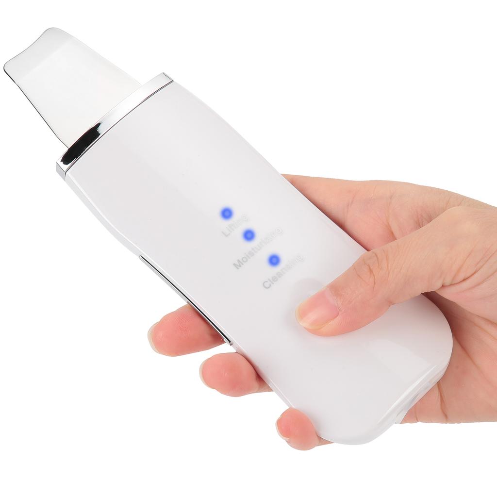 Face Skin Scrubber USB Rechargeable Peeling Machine Ultrasonic Exfoliating SkinCare(White )
