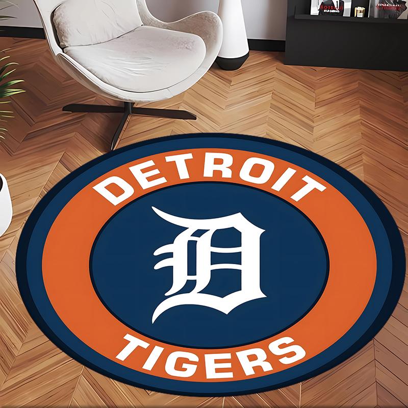 Detroit Tigers (5) Round Office Rug Decorative Floor Rug for Office Bedroom Living Room and Home Space