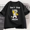 Dont Stop Meow TShirt Funny Cat Printed T Shirt Man Vintage Music Mens Tshirts Casual Unisex Short Sleeve Man Harajuku