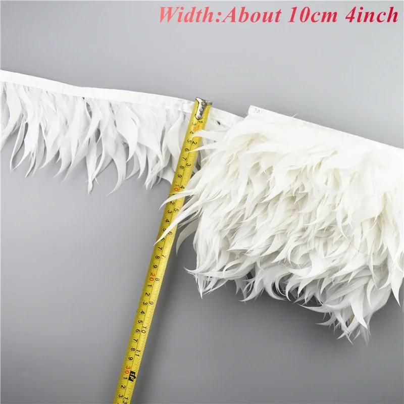 1Meters White Black Pheasant Feathers On Tape Ribbon Turkey Ostrich Fringe Feather Trim Goose Marabou Sewing Clothes DIY Plumes