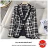 Zihong Women's Green Plaid Blazer: New 2024 Slim-Fit for Autumn/Winter