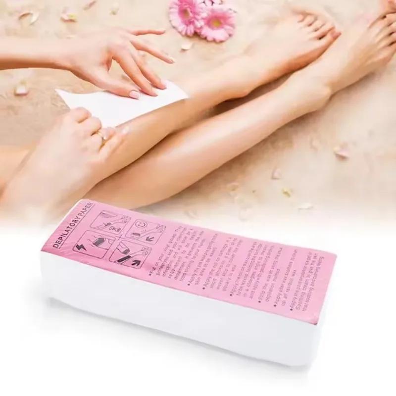 100 stk Fjerning Nonwoven Kroppsklut Hårfjerning Vokspapir Ruller Høy Kvalitet Hårfjerning Epilator Voksstripepapir