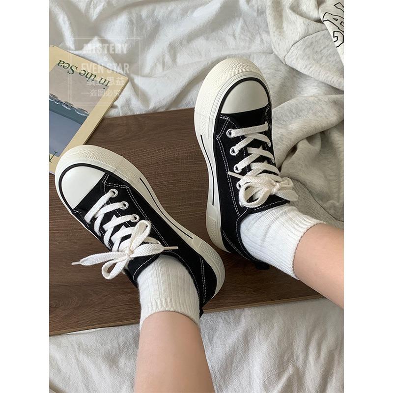 Platform Canvas Shoes Women's Trendy Shoes Versatile Casual Little White Shoes Student Retro Board Shoes 812