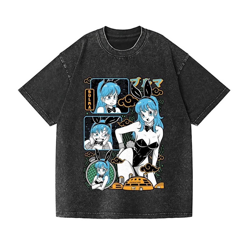 

Dragon Ball Bulma Vintage Wash Japanese Design T-Shirt High-quality Streetwear Both Men Women Summer S