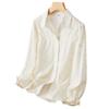 Apricot Embroidered Blouse Womens Long-sleeved Spring Clothes Updated Comfortable Fit Top Age-reducing Cotton White Blouse