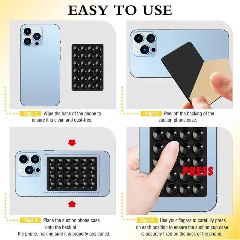 2PCS Hands Free Silicone Suction Phone Holder Strong Adhesive Stand for IPhone 15 Pro Max Samsung S24 S23 Universal Grip Mount