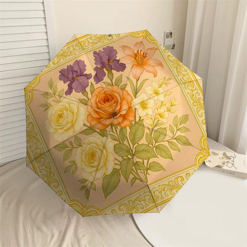 

1PC Floral Pattern Umbrella-8-Rib Reinforced Portable Folding Travel Suitable for All Seasons Outdoor Daily Use Is an Ideal Choice -K0351