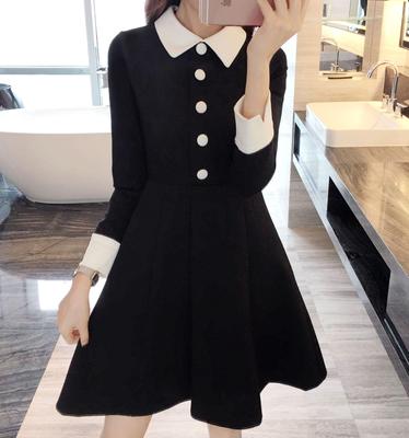 Plus Size Women's Autumn Long Sleeve Solid Color Professional Dress