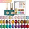 30 Shades Suspended Mirror Cat Eye Gel Polish Set with Glitter Glass Bead Effect