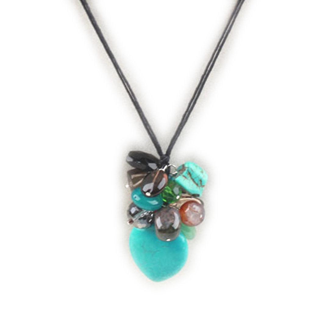 Les Trésors De Lily [K1646] - Multicolored Turquoise 'Mineralia' Necklace