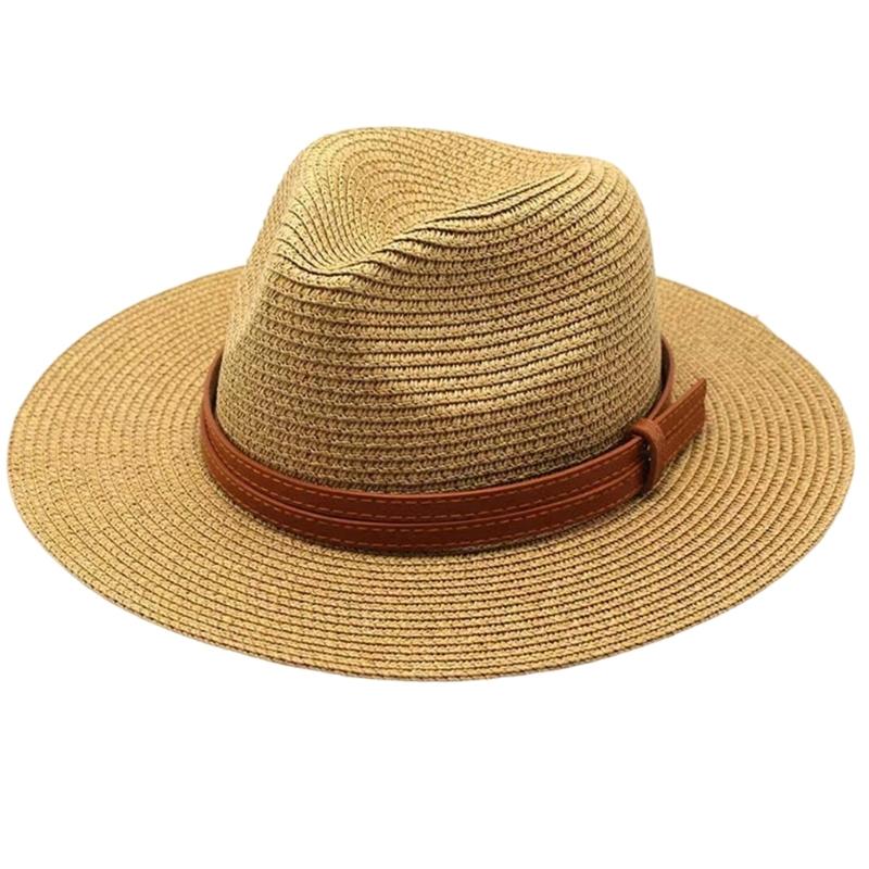 Elegant Straw Panama Hat Unisex Lightweight Brims Sun Hat Comfortable for Music Festival Travel & Casual Wear