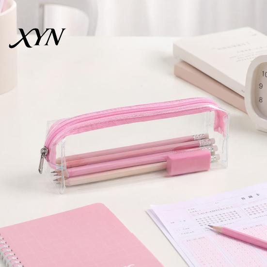 Portable Pen And Ink Holder Clear PVC Pencil Case, Waterproof Stationery Bag for Students, Transparent Tear-resistant Pouch School Exam, Large