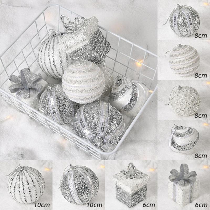 8Pcs Glittering Christmas Ball Ornament Shatterproof Decorative Baubles Christmas Tree Decorations For Wreath Door Wall