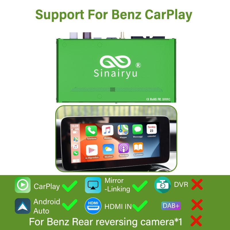 Sinairyu Wireless CarPlay Android Auto DAB DVR HDMI Retrofit Kits Compatible For Mercedes Benz C E S Class NTG 5.5 Mirror-Link