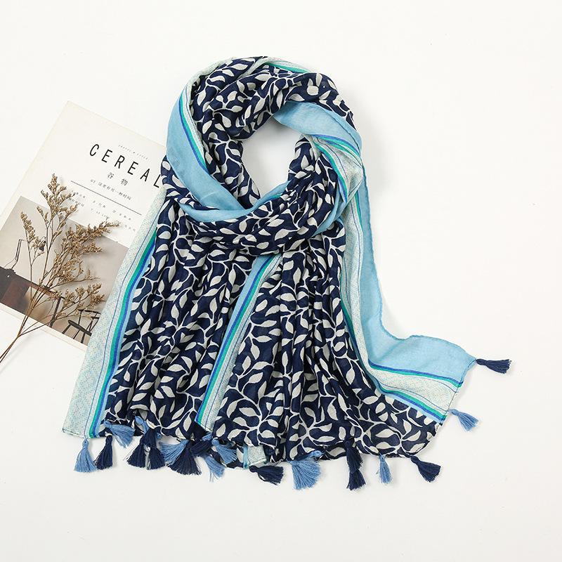 Fashion Luxury Ink Painting Floral Tassel Viscose Shawl Scarf Lady High Quality Wrap Pashmina Stole Bufandas Muslim Hijab