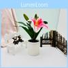 Artificial Elegant Lily Green Potted Plant For Living Room Tabletop Decor