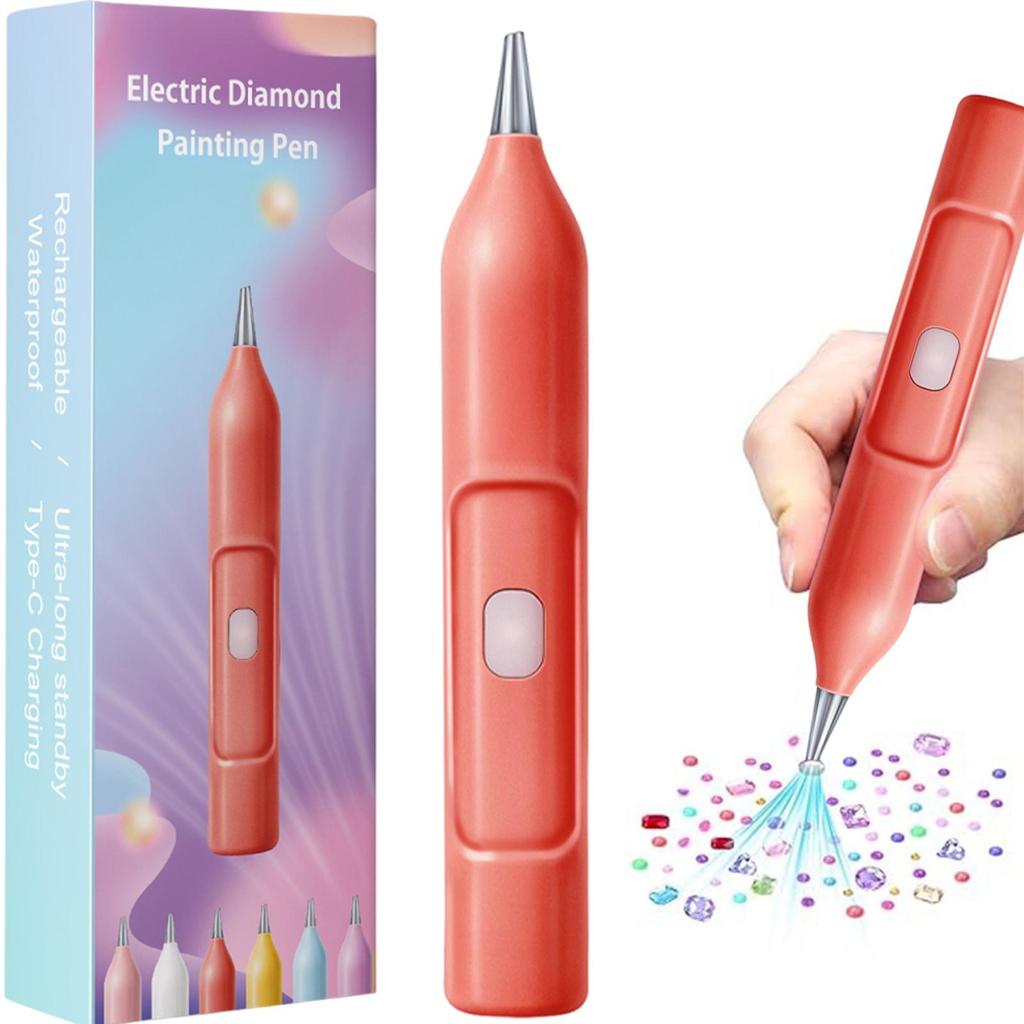 Elektrické pero na diamantové malování Nevyžaduje vosk Elektrické vakuové pero na diamantové umění s USB C kabelem pro začátečníky