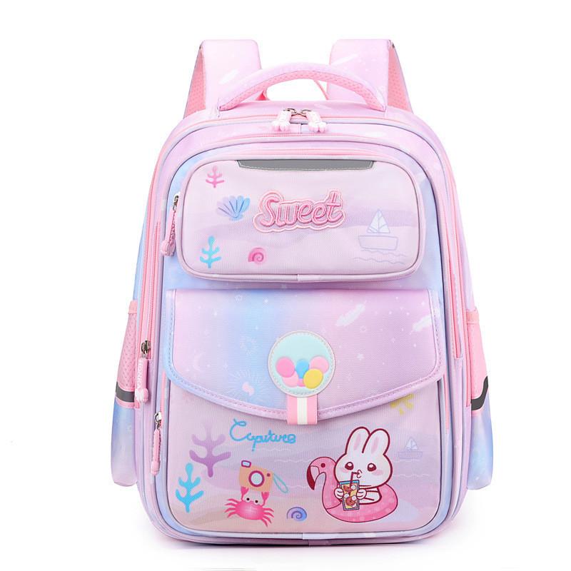 Adorable Girls Oxford Cloth School Backpack Lightweight With Cute Cartoon Design