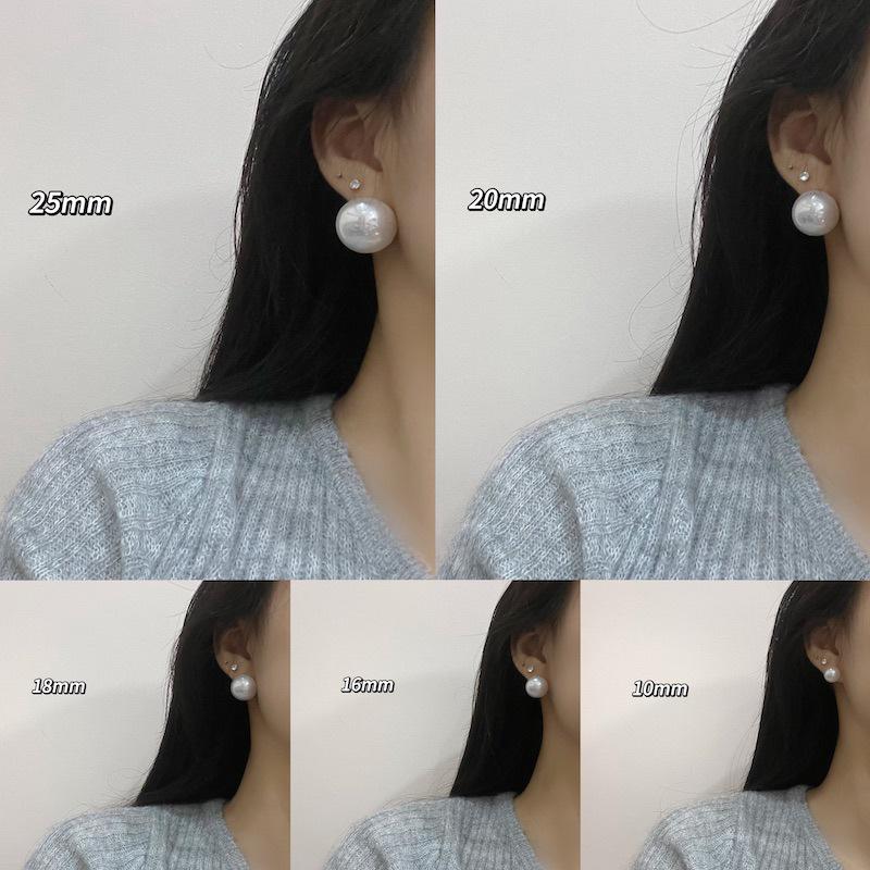 Elegant French Retro Pearl Earrings - Simple and Chic Half-Round Design for Women