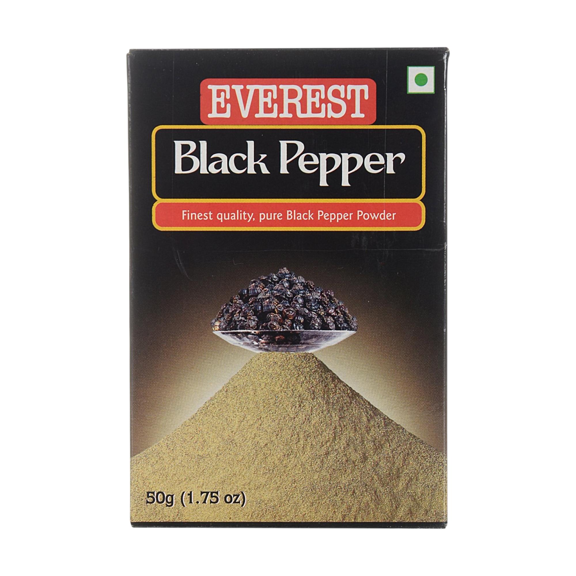 Everest Black Pepper Powder 50 g Pouch for Fresh Aroma Fine Ground Spice for Cooking Seasoning and Kitchen Use