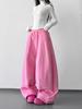Women's Pink Lazy Style Wide-Leg Sweatpants -  Winter New High-Waisted Slimming Casual Trousers