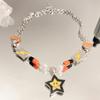 Y2K Heart Star Bead Pendant Necklace for Women Fashion Egirl Punk Grunge Clavicle Chain Fashion Valentines Day Gifts