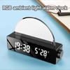 LED Smart Sunrise Alarm Clock with USB Charging Port, Mirror Design, Calendar & Temperature Display