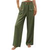 Women’s Casual Wide Leg Pants with Buttoned Pockets Cotton Linen Relaxed Fit Trousers for Everyday Wear Office Travel Lounge