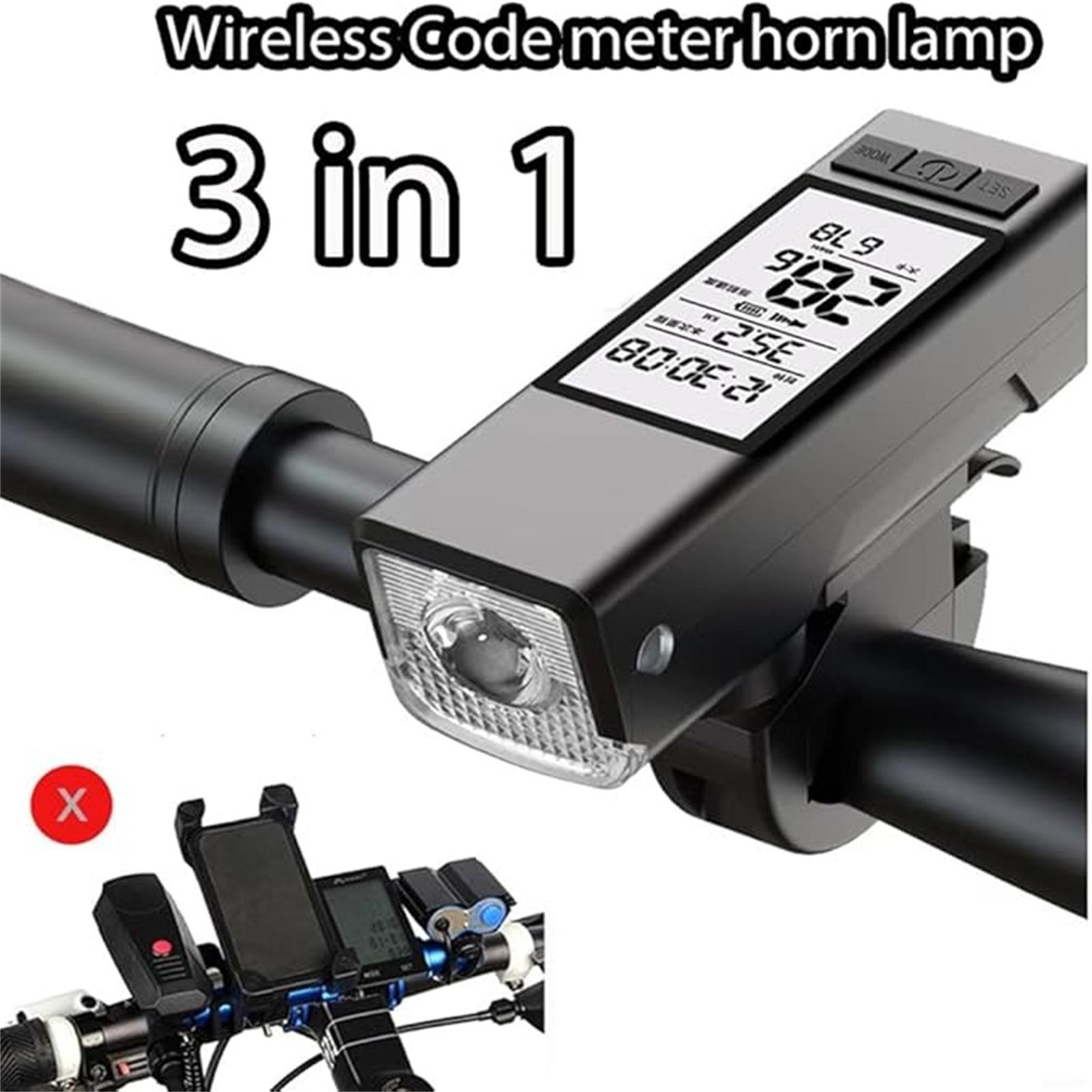 

Велосипедная фара – Беспроводной фонарь-секундомер с дистанционным управлением звуковым сигналом, Многофункциональная передняя фара для езды One Size чёрный