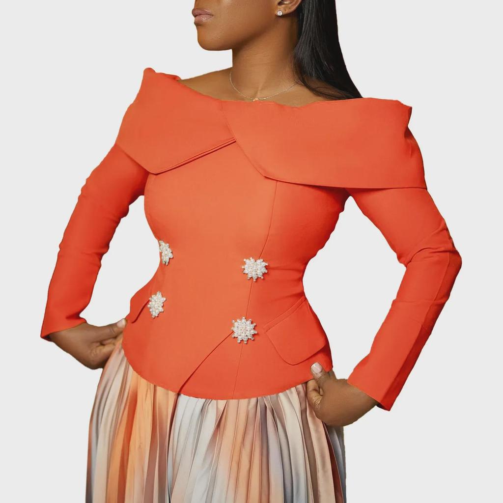 2024 Elegantes One-Shoulder-Top und langer Rock-Set: Europäischer und amerikanischer Modestil.