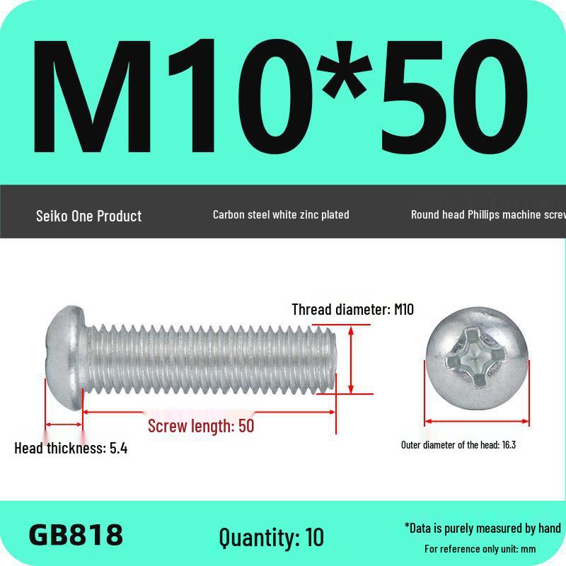4.8 Grade Galvanized Phillips Round Head Screw (M2-M8)