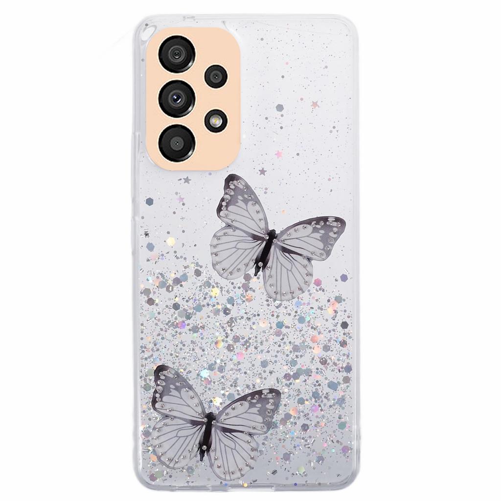 AW Series For Samsung Galaxy A32 5G/M32 5G Cell Phone Case Butterfly Decor Sparkle Epoxy Cover with Big Rear Lens Hole