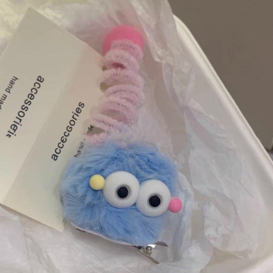 

Big Eye Twisty Stick Plush Hair Clip for Women - Cute Forehead Bangs Duckbill Clip Hair Accessory