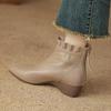 ~ French small ankle boots~ 2024 autumn and winter new product simple wedge heel women's short boots soft leather thick heel and ankle boots single b