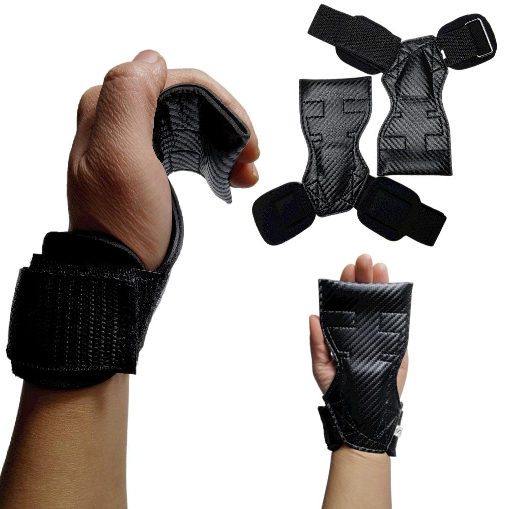 Custom Carbon Leather Weightlifting Hand Grips/gym Grips/Lifting Pad with Wrist Wraps Fitness Grips for Kettlebell S чёрный