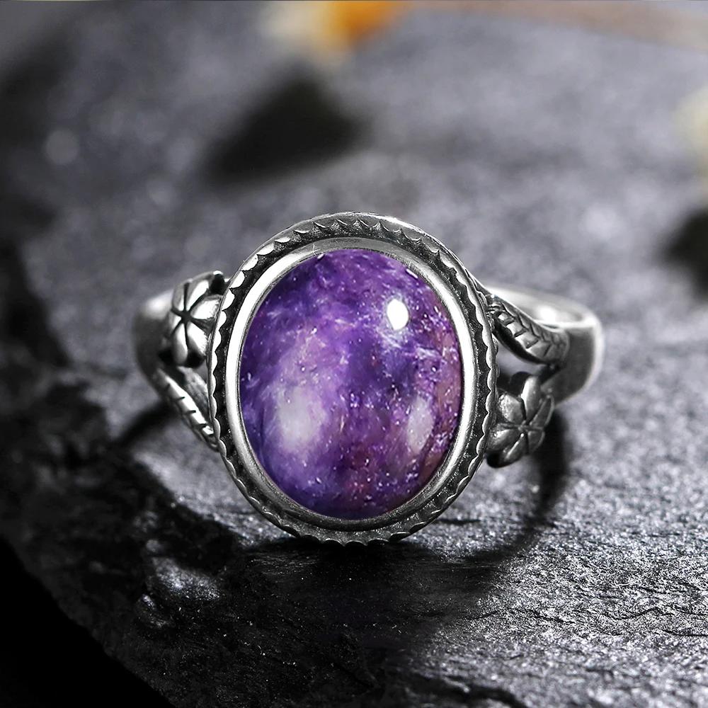 Vinatge Silver Ring Female Jewelry Natural Moonstone Tiger's Eye Personalized Rings for Women Bijoux Wedding Jewelry Gift S
