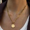 Yori Stainless Steel Portrait Coin Pendant OT Buckle Necklace for Women Stainless Steel Popular Chic 2025 Jewelry PVD Plated