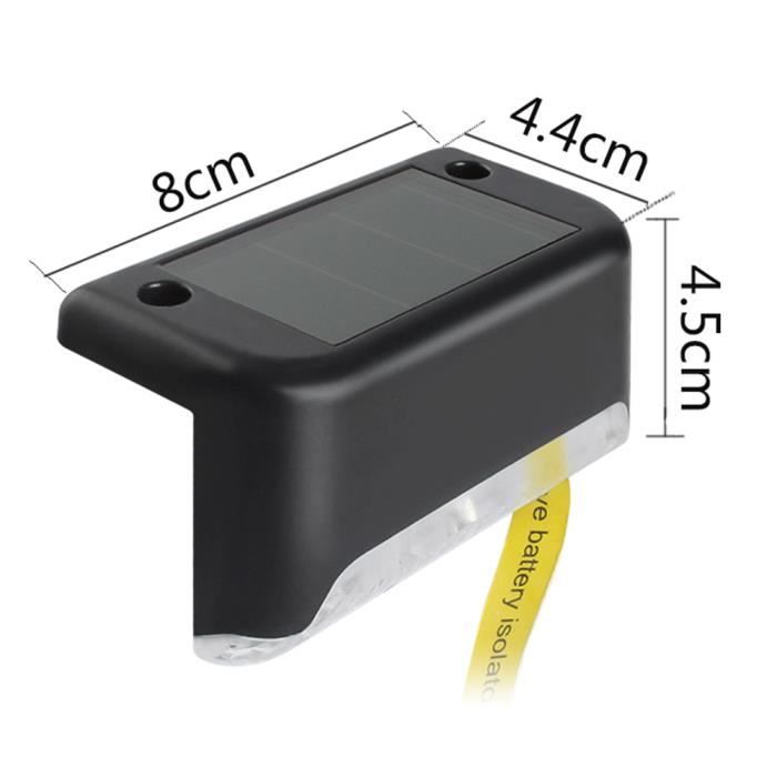 Lote de 8 luces solares de exterior para escalera - Impermeable - Iluminación LED para escalera exterior, peldaños, patio-NEGRO-blanco
