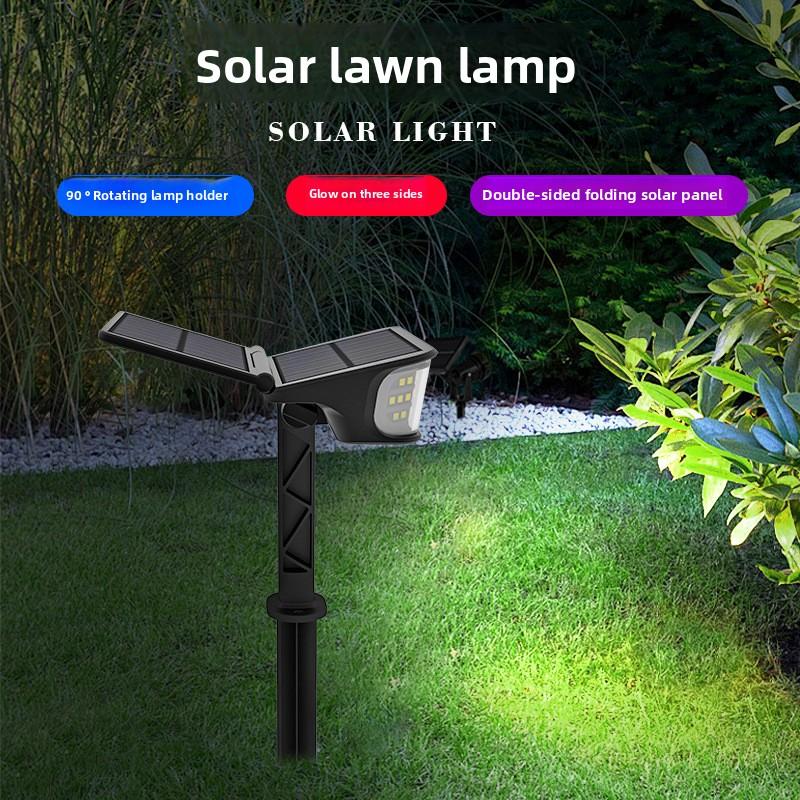 Solar Spot Light Outdoor 65LED Solar Landscape Spotlight Garden Dual Solar Panel 270° Lighting Angle Security Light Yard Pathway